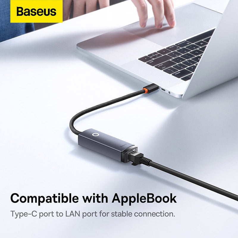 Baseus Lite Series Ethernet Adapter Type C to RJ45 LAN Port (1000Mbps) Black