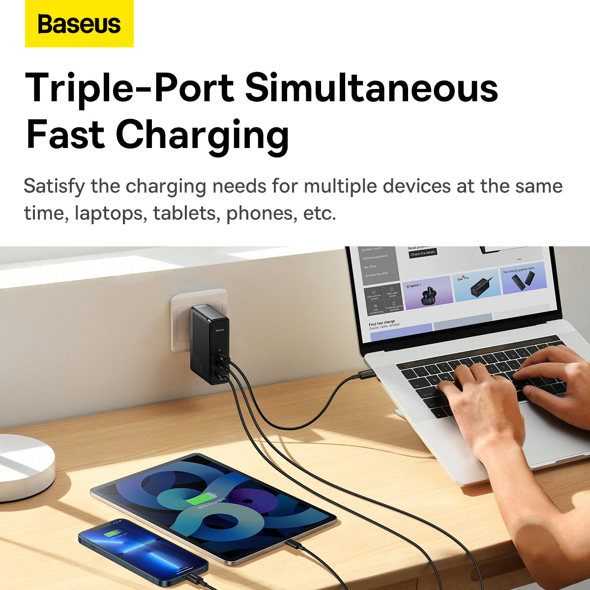 Baseus GaN5 Pro Fast Charger 2C+U 140W CN Black With Superior Series Fast Charging Data Cable Type-C to Type-C 240W（48V/5A) 1m Black