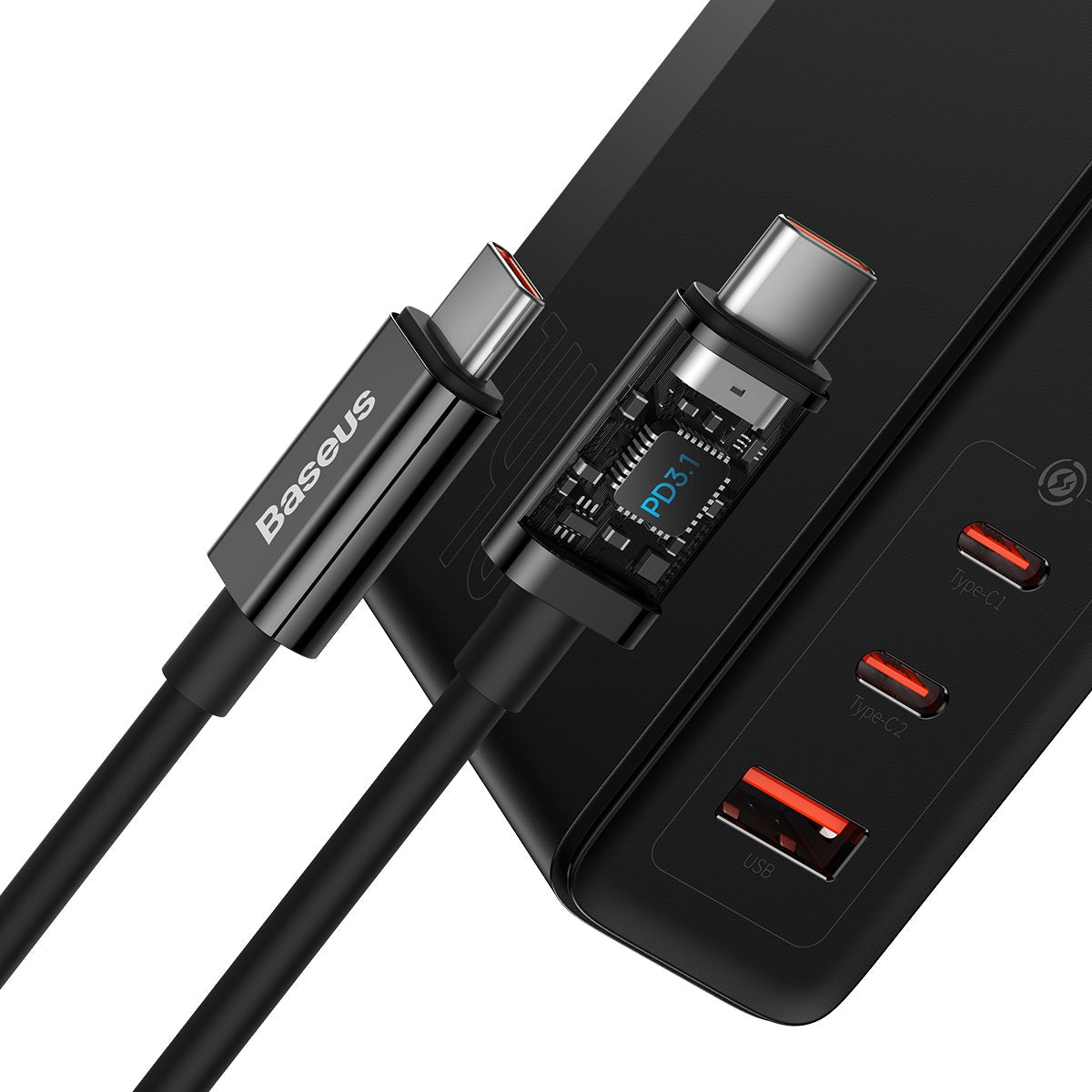 Baseus GaN5 Pro Fast Charger 2C+U 140W CN Black With Superior Series Fast Charging Data Cable Type-C to Type-C 240W（48V/5A) 1m Black