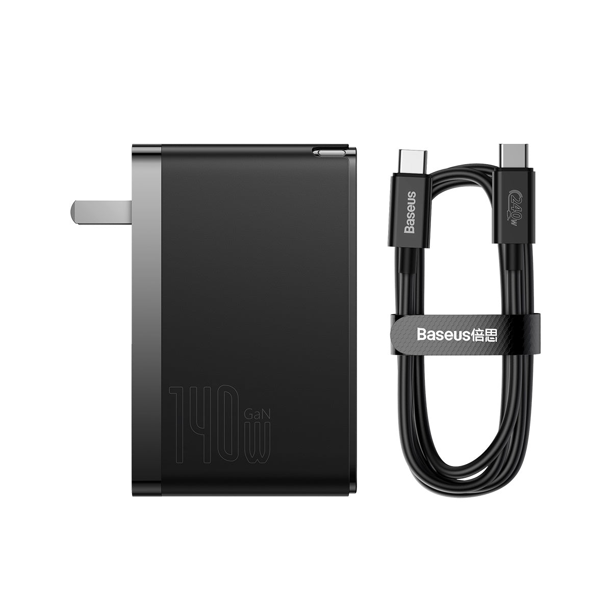 Baseus GaN5 Pro Fast Charger 2C+U 140W CN Black With Superior Series Fast Charging Data Cable Type-C to Type-C 240W（48V/5A) 1m Black
