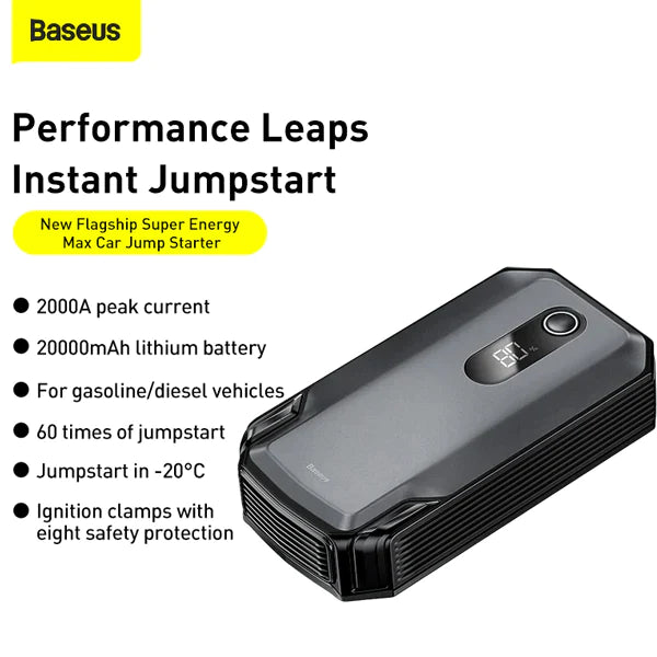 Baseus Super Energy Max Car Jump Starter 20000mAh With Peak Current 2000A Black