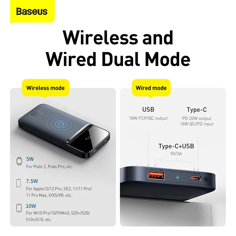 Baseus Magnetic Wireless Quick Charging 10000mAh Power Bank 20W